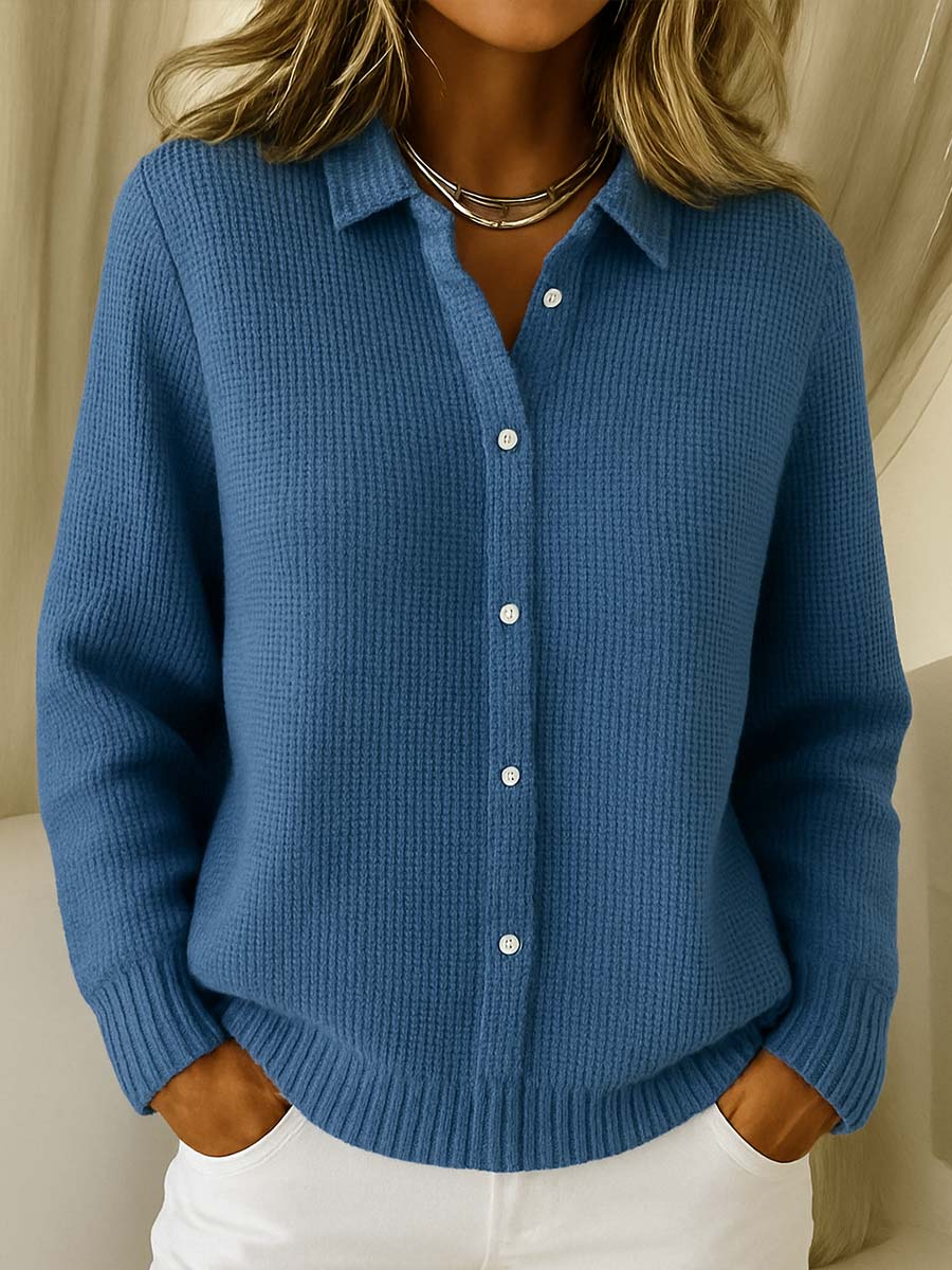 Esperanza - Chic Shirt Collar Cardigan with Long Sleeves