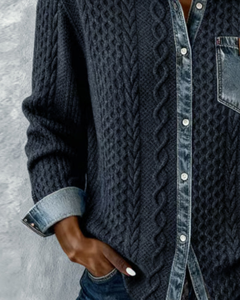 Arden | Denim Patchwork Long-Sleeve Shirt