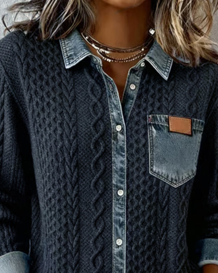 Arden | Denim Patchwork Long-Sleeve Shirt