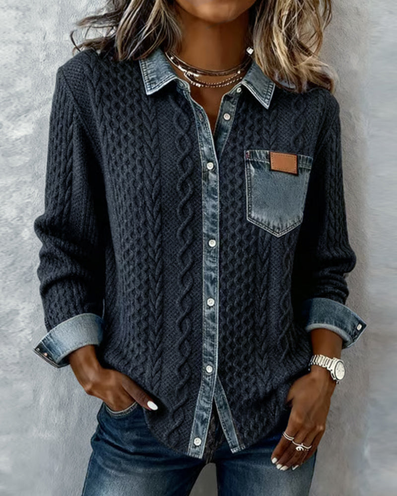 Arden | Denim Patchwork Long-Sleeve Shirt