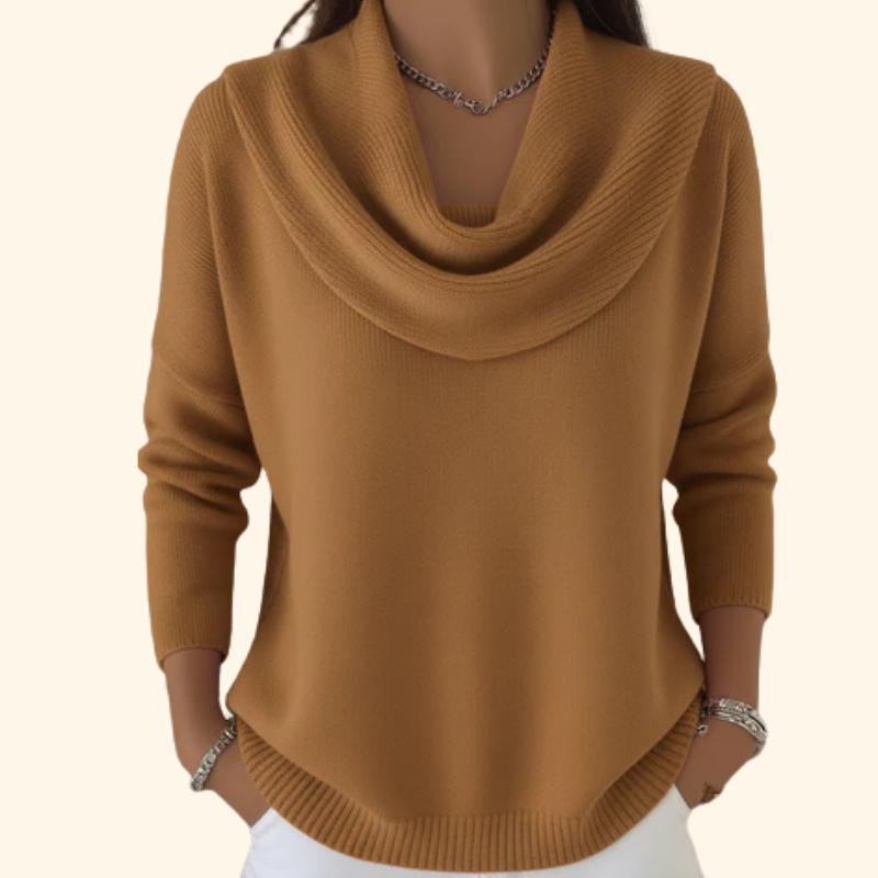 Eliza | Draped Collar Knit Sweater