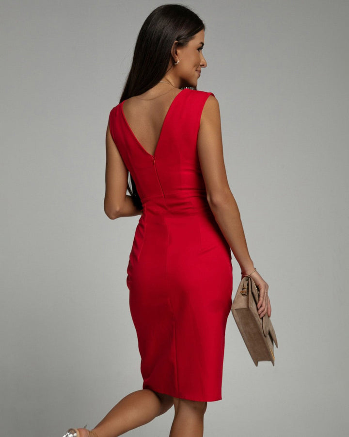 Fresia | Tailored V-Neck Dress with Elegant Side Slit