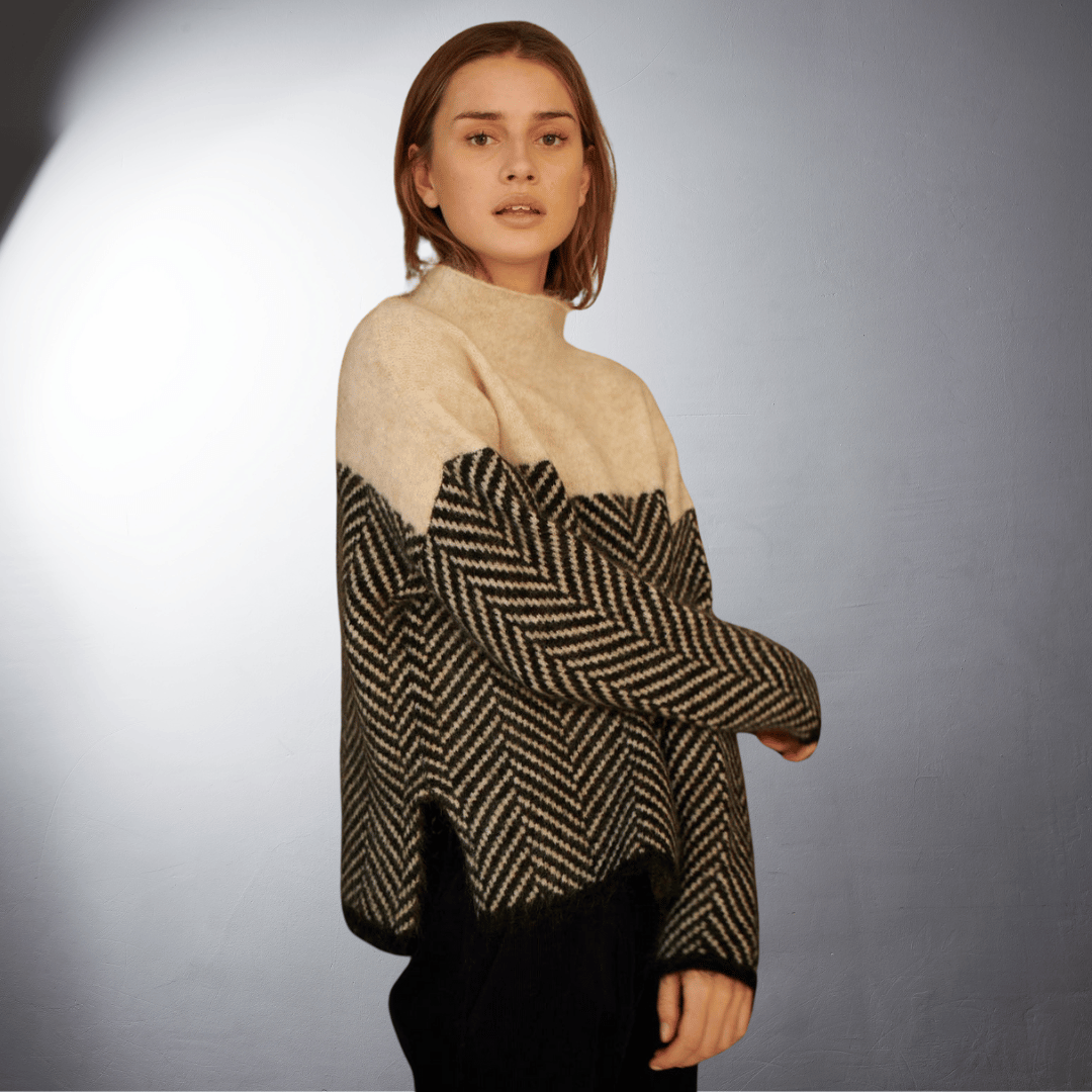 Laurent | Soft Wool Chevron Knit Sweater