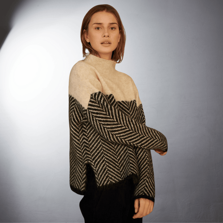 Laurent | Soft Wool Chevron Knit Sweater