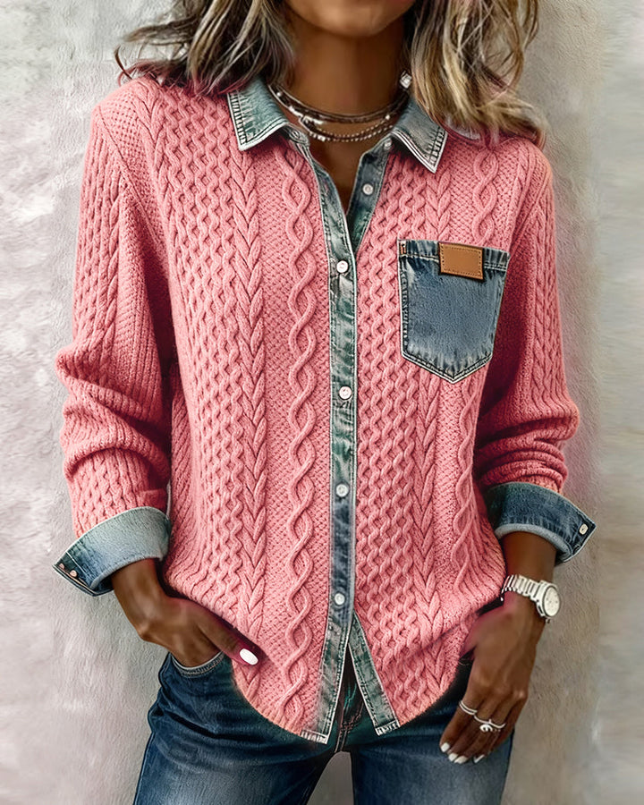 Arden | Denim Patchwork Long-Sleeve Shirt