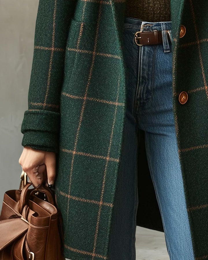 Bellarive  plaid tweed coat with lapel collar