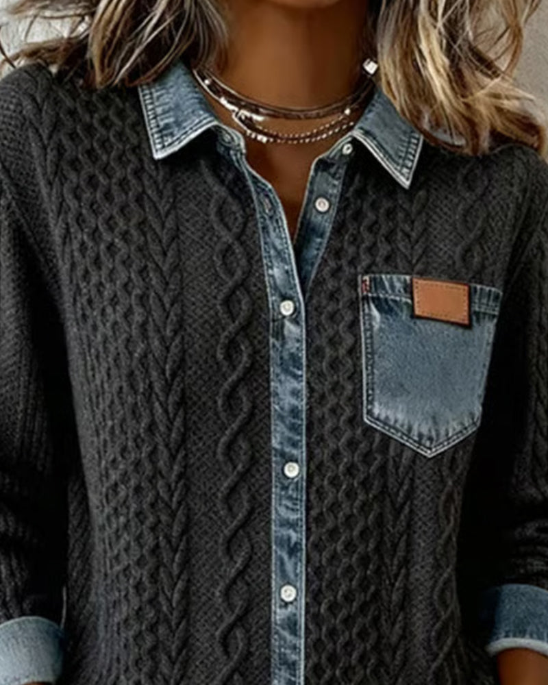 Arden | Denim Patchwork Long-Sleeve Shirt