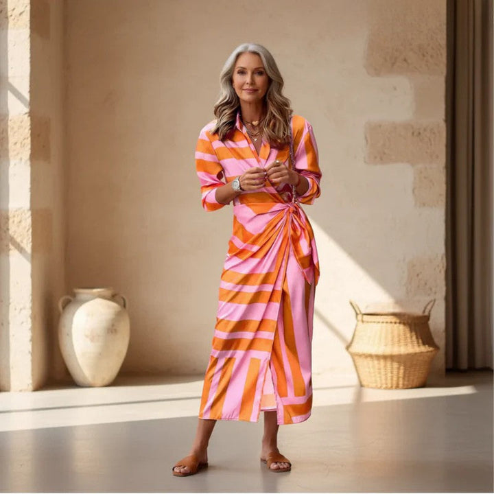 Elvina™ Striped Wrap Dress