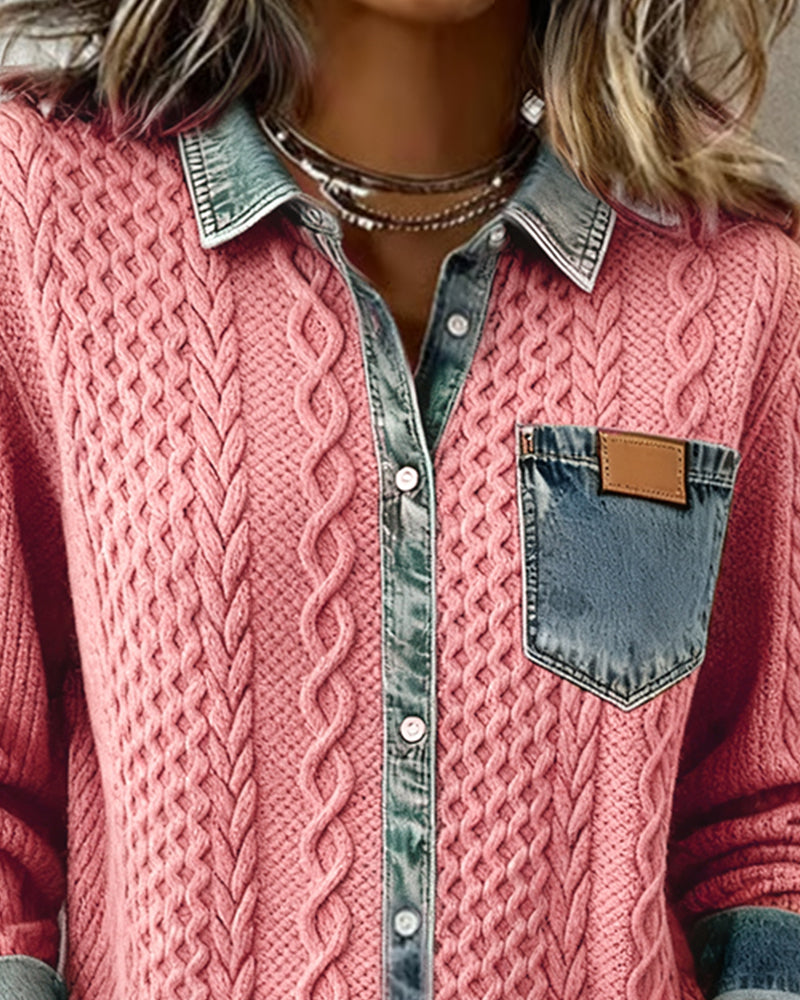 Arden | Denim Patchwork Long-Sleeve Shirt