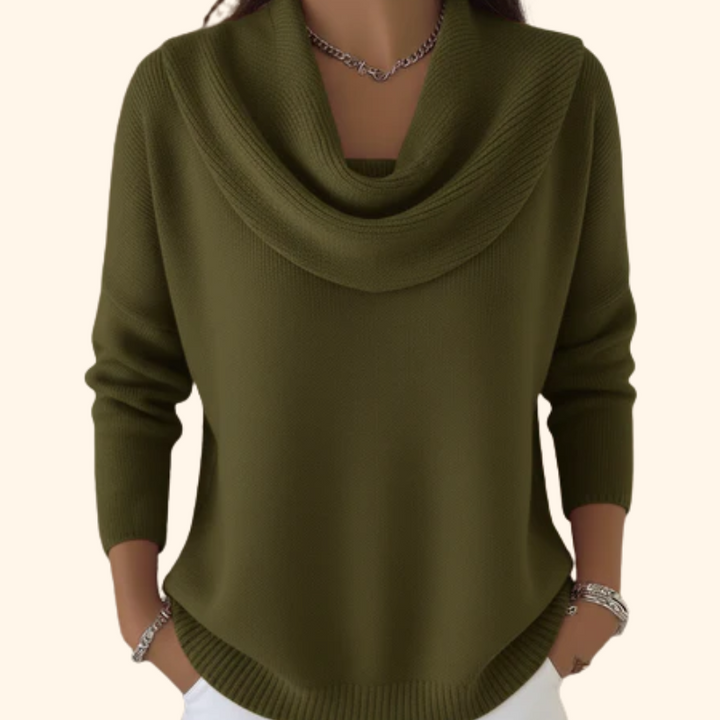 Eliza | Draped Collar Knit Sweater