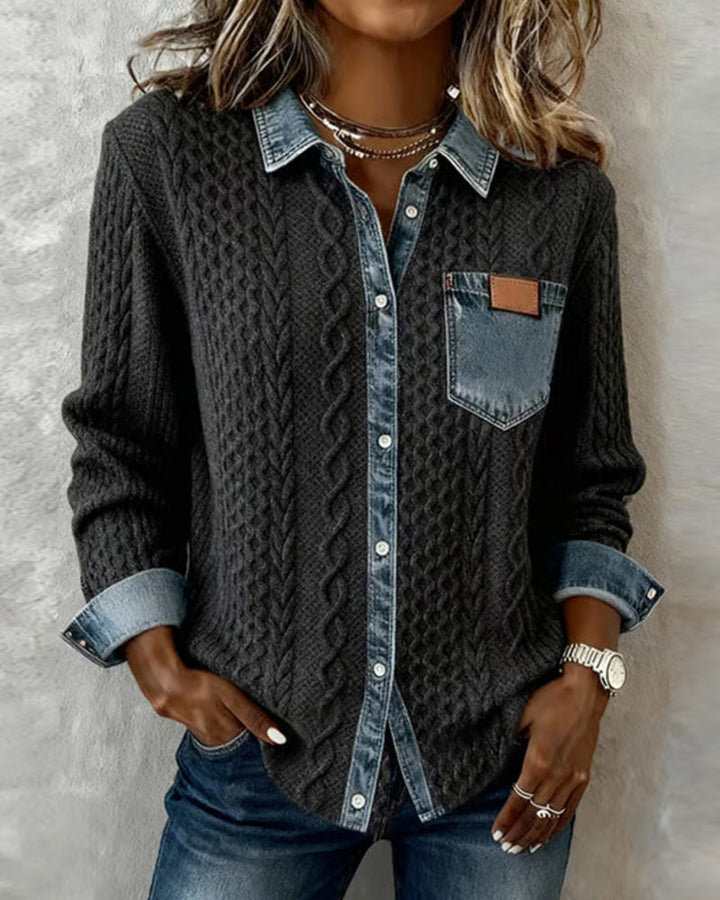 Arden | Denim Patchwork Long-Sleeve Shirt