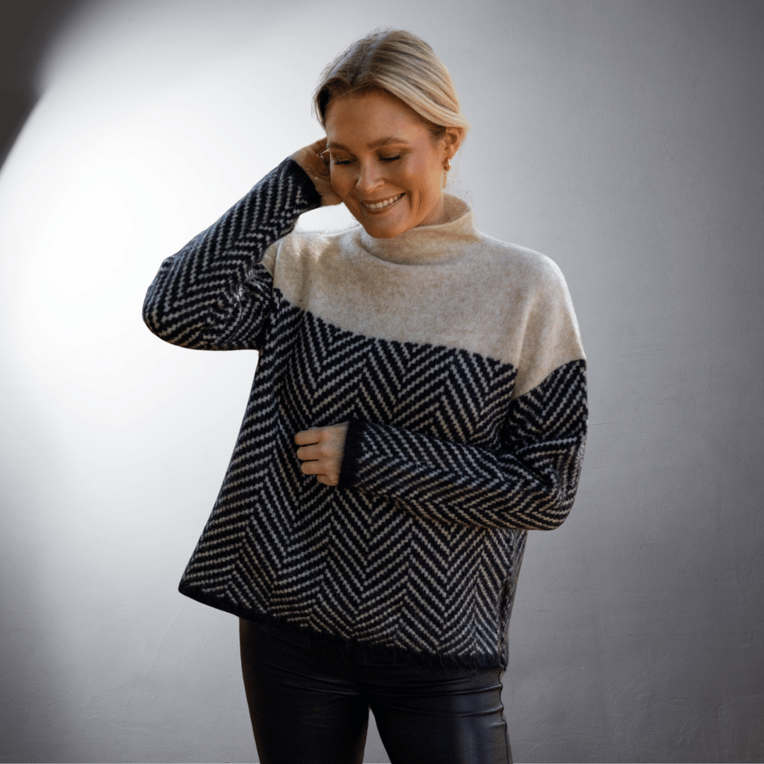 Laurent | Soft Wool Chevron Knit Sweater