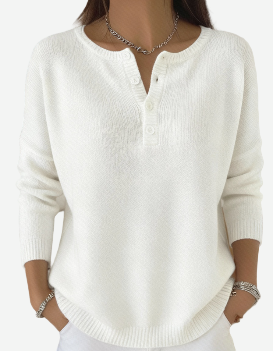 Corinne - Soft Henley Collar Sweater