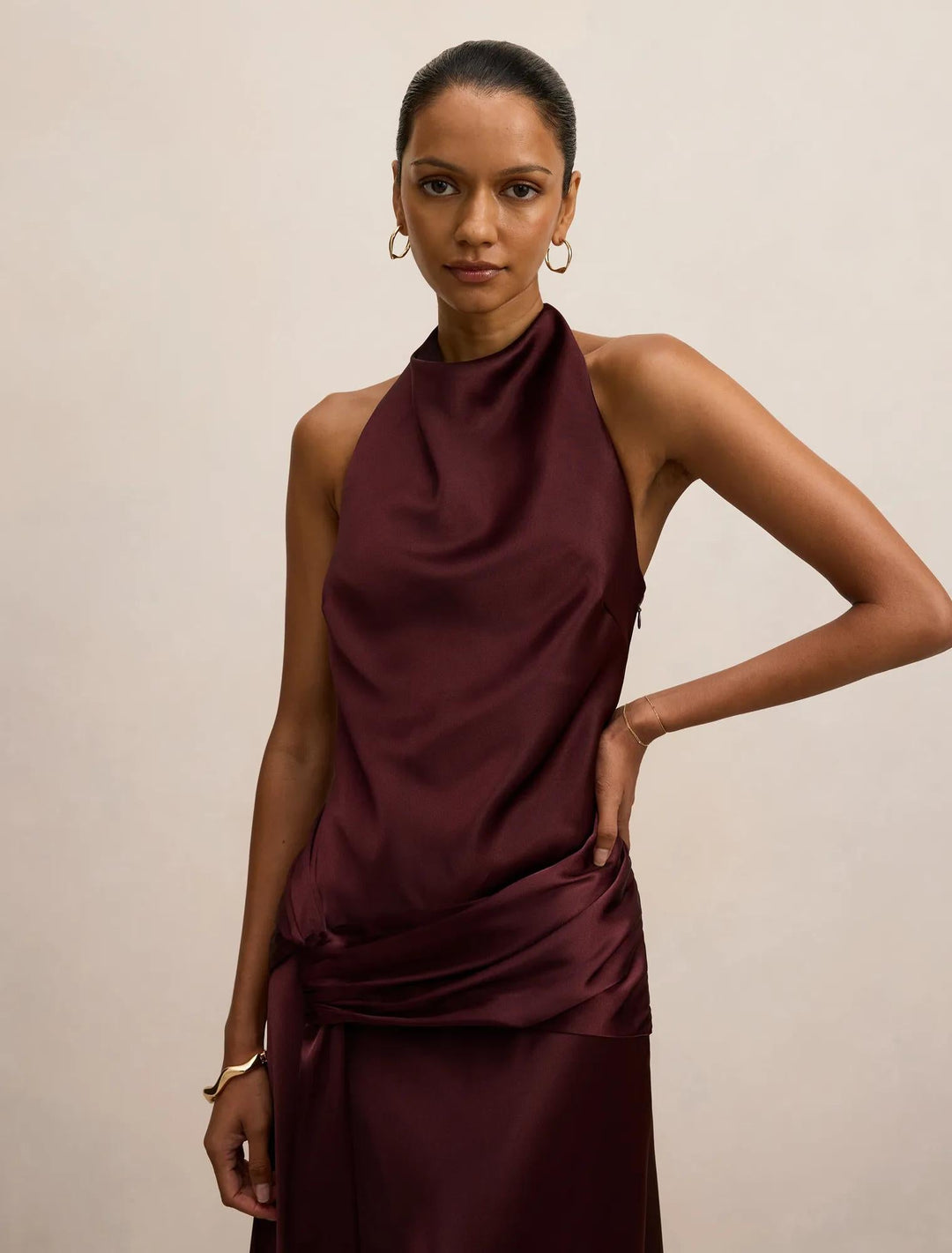 Abby | Women's Cocktail Dress With Halter Satin Design And Elegant Maxi Silhouette