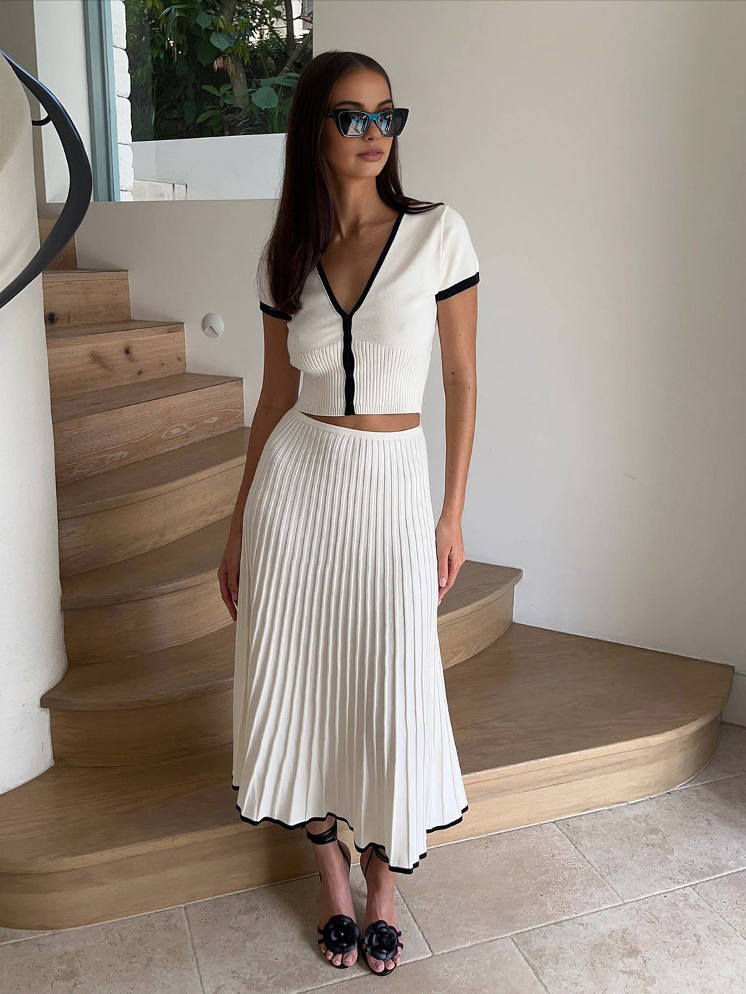 Monaco | Minimalism Contrast Trim Skirt Set