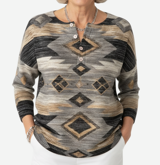 Isola - Vintage Abstract Buttoned Sweater