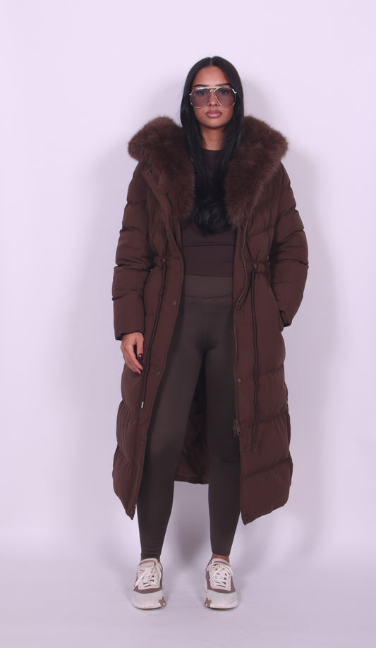 Alissa - Fur Hooded Longline Winter Coat