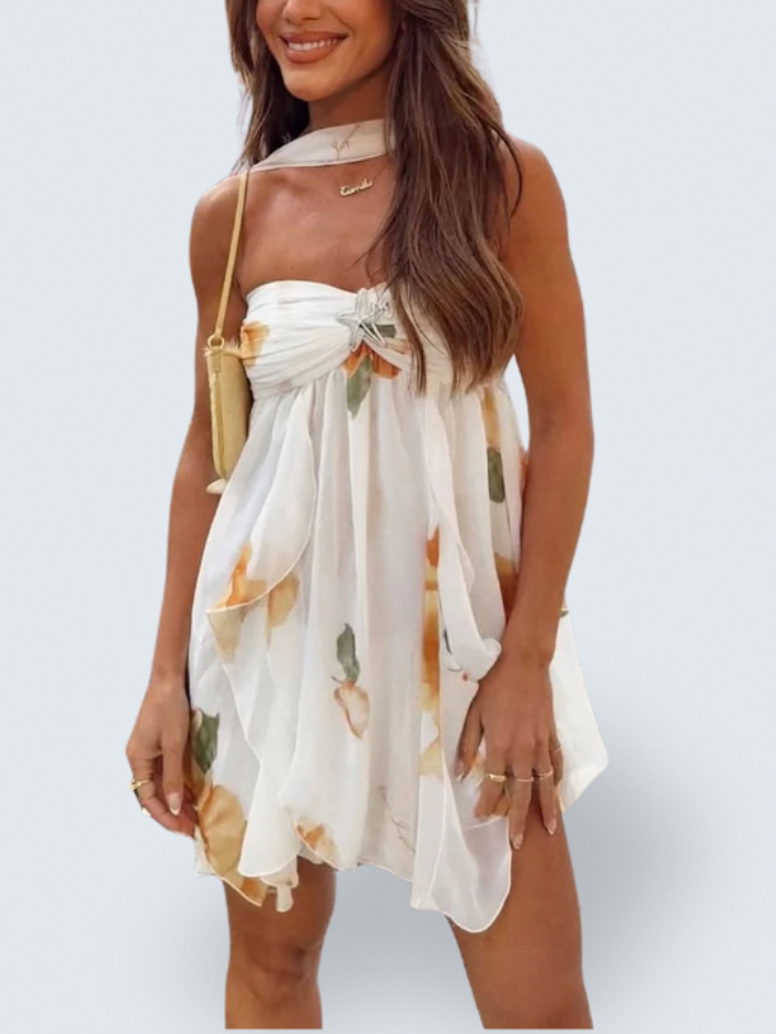 Isabella | Halter Neck Ruffled Mini Dress