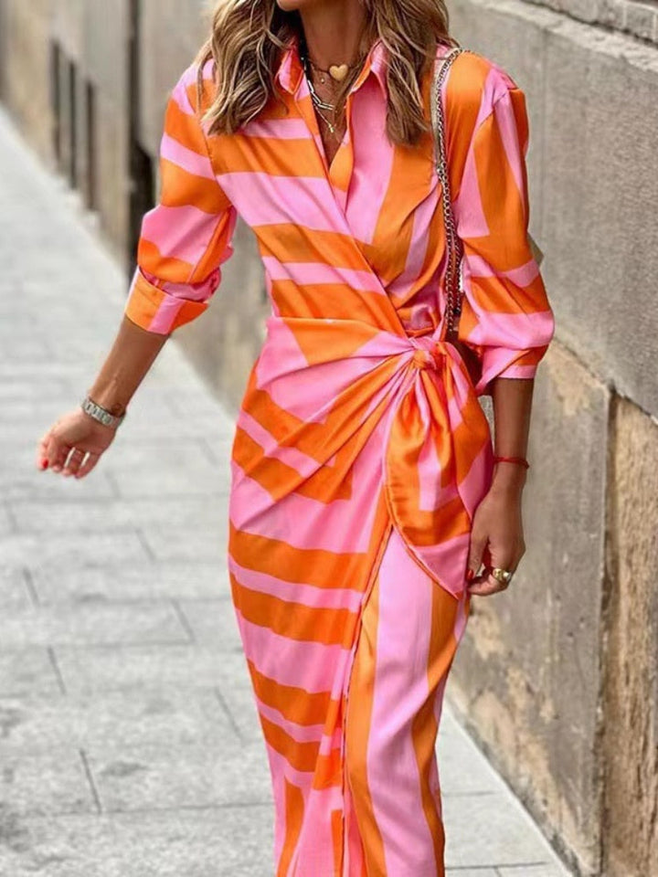 Elvina™ Striped Wrap Dress