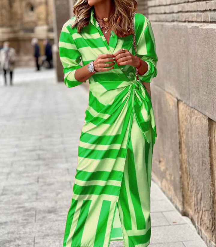 Elvina™ Striped Wrap Dress