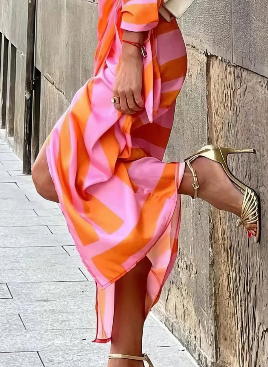 Elvina™ Striped Wrap Dress