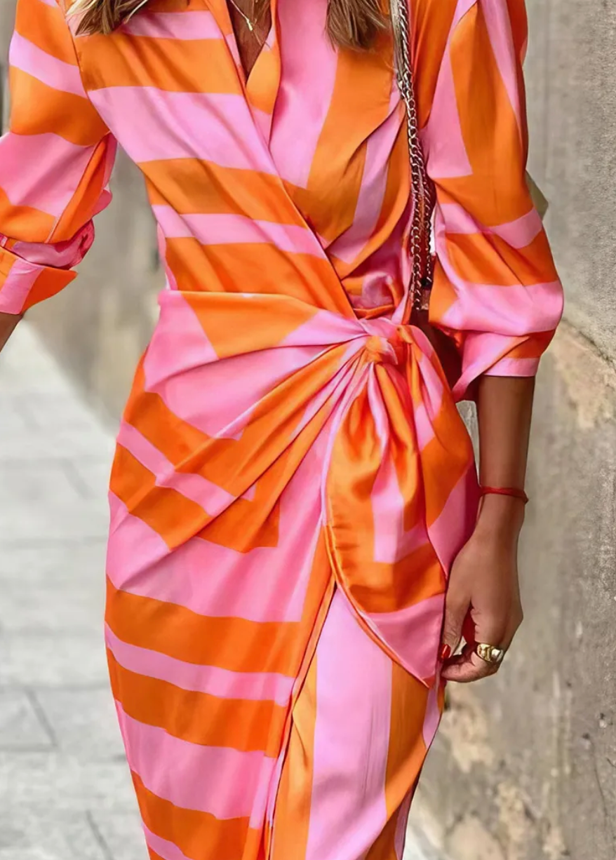 Elvina™ Striped Wrap Dress