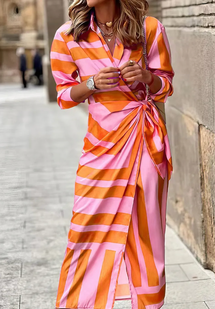 Elvina™ Striped Wrap Dress