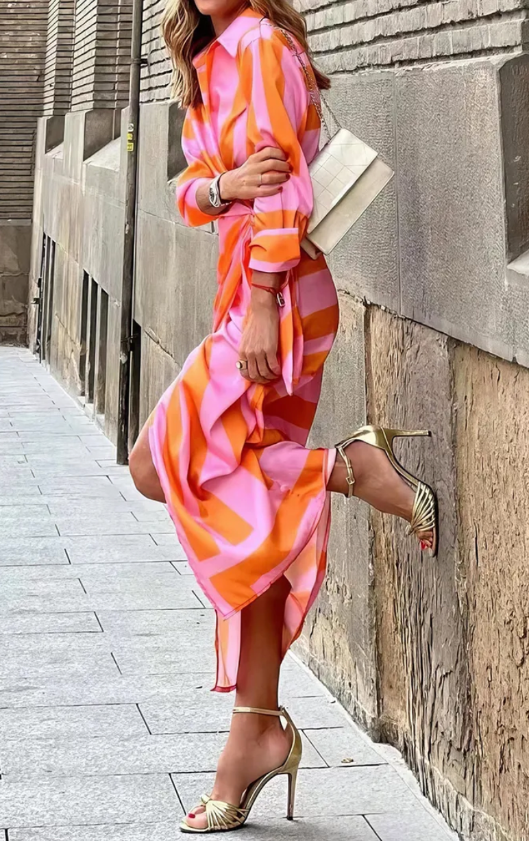 Elvina™ Striped Wrap Dress