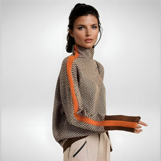Ines – Modern Chevron Turtleneck Sweater