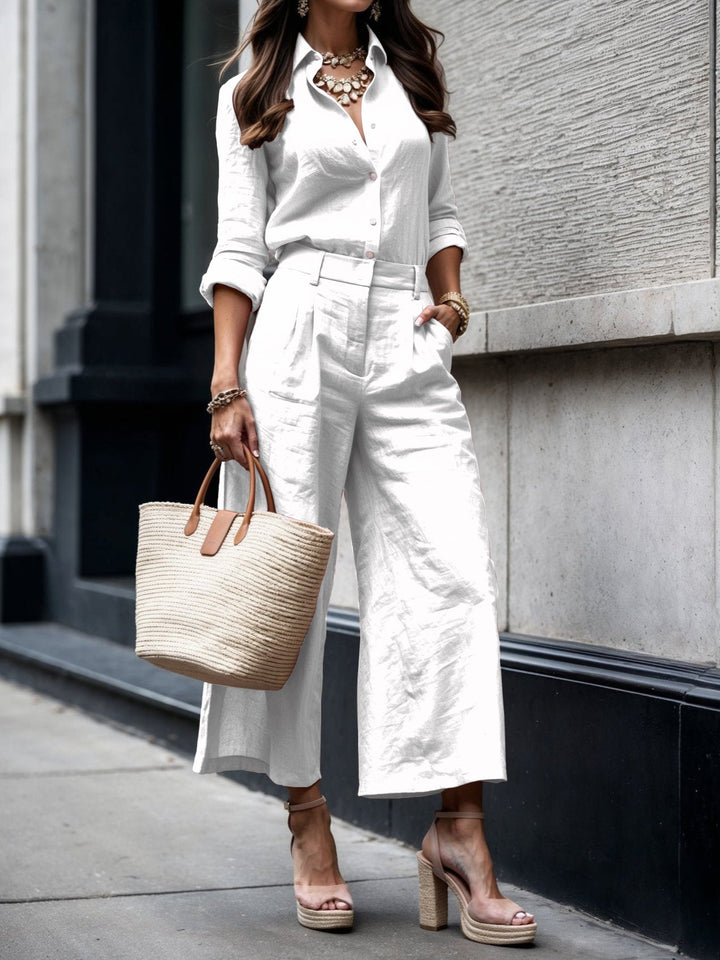 Capri Pants and Loose Shirt Linen Set