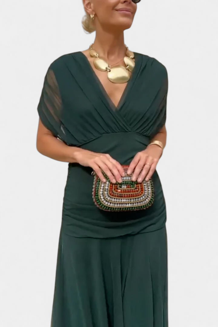 Ellowen - Long floral dress with V-neck