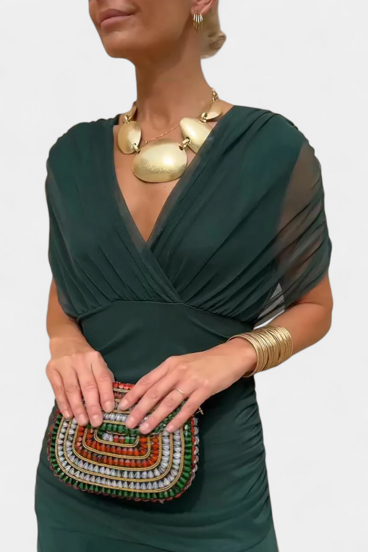 Ellowen - Long floral dress with V-neck