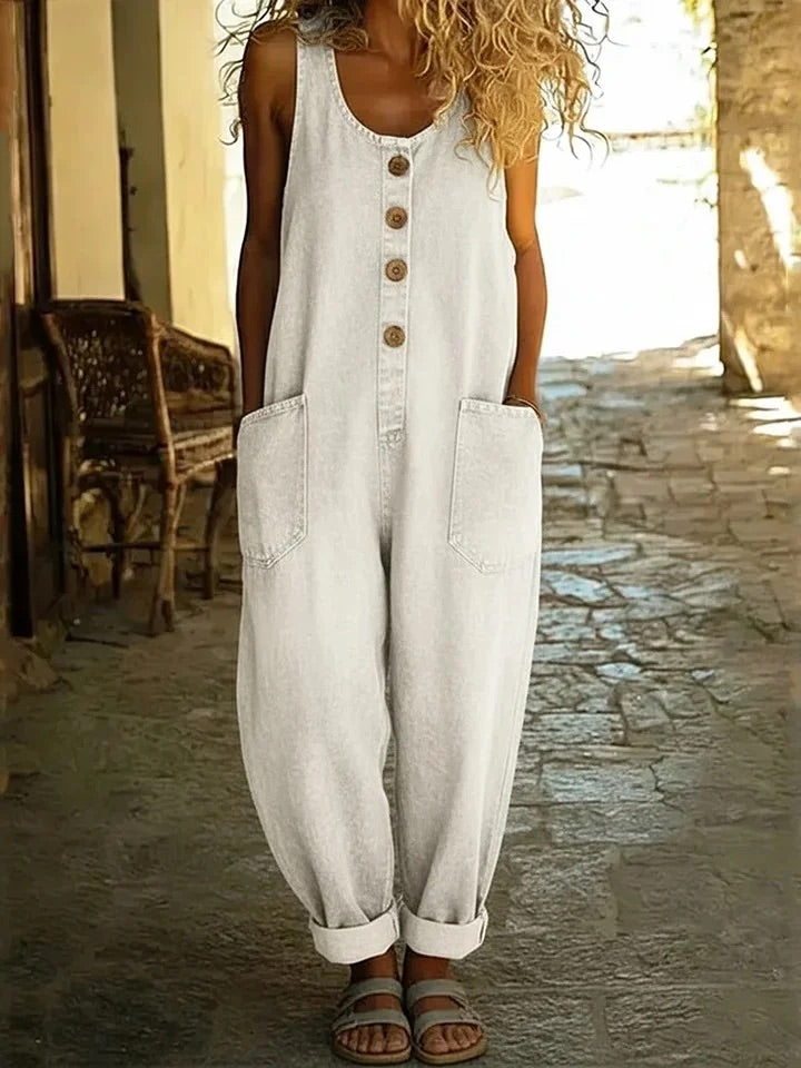 Mirelle™ | Relaxed Cotton Denim Jumpsuit